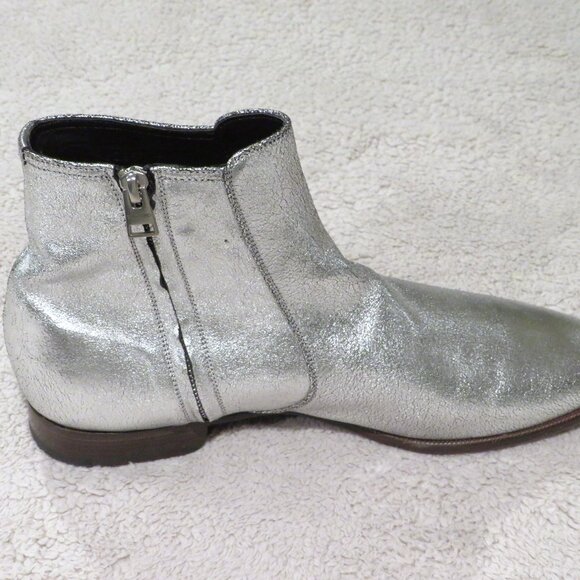 Tom Ford Edgar Silver Metallic Leather Side Zip Ankle Boots 9 T main image 8